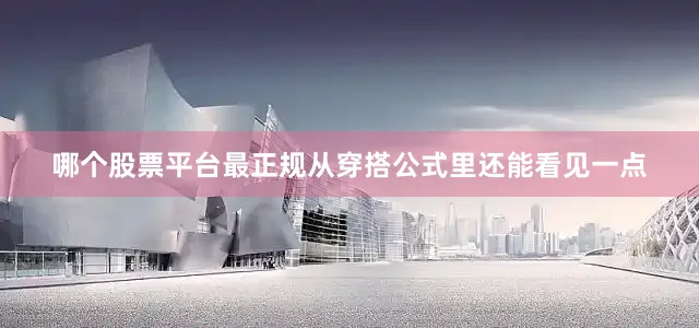 哪个股票平台最正规从穿搭公式里还能看见一点